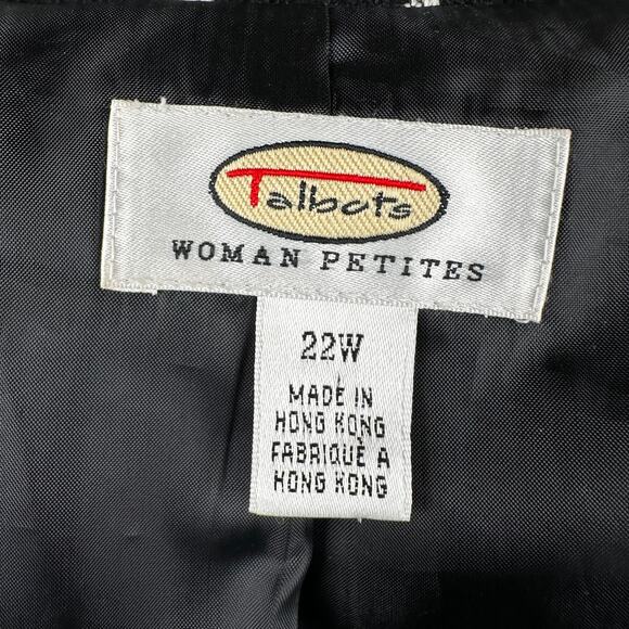 Vintage Talbots Tweed Wool Blazer Jacket Plaid Check Black Women's 22WP Petite - Picture 9 of 13